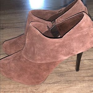 Fergie Brown Leather stilettos booties boots 8.5